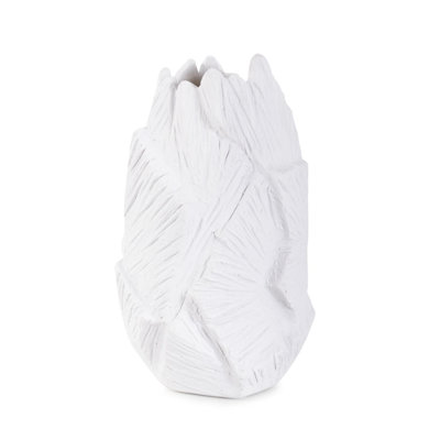 Abstract Elm Short Vase in White