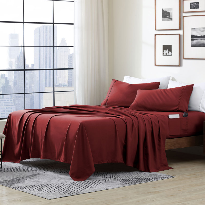 Swift Home Smart Pocket 4-Piece Sheet Set - Essential 1800 Series Microfiber - Fits Mattress up to 14" Thick - Convenient Storage, Peach Fuzz, Durable, Easy Care