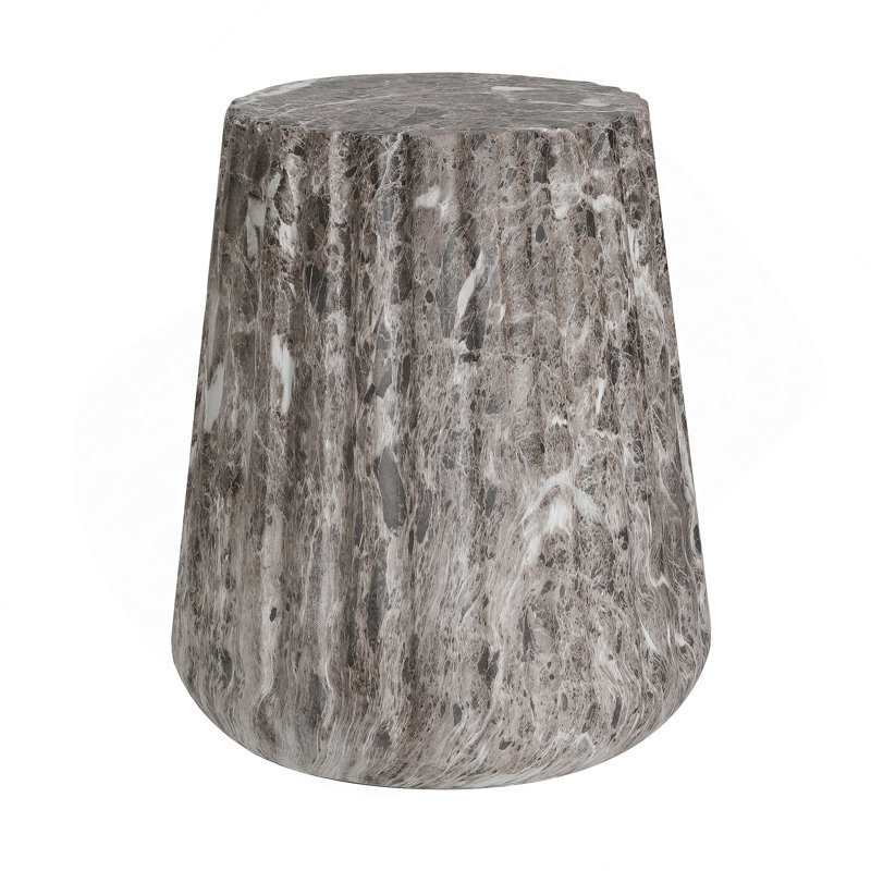 Outdoor Cleme Carved Side Table, Brown, Brown
