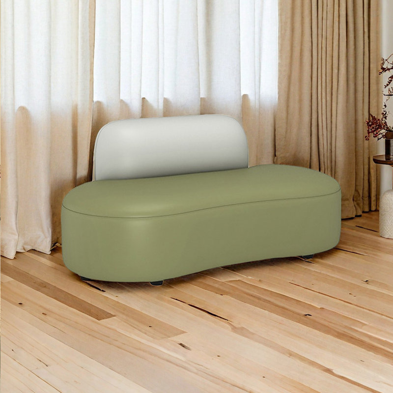 Casheena 47.2'' Faux Leather Loveseat, Green/Beige Faux Leather