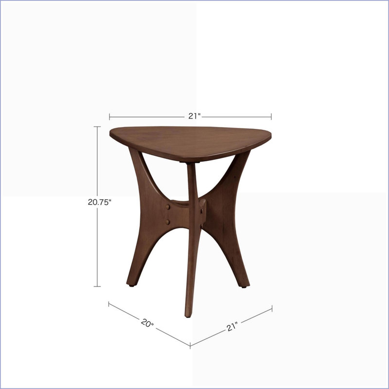 Table basse triangulaire Mid-Century pour le salon, facile à assembler, Brun