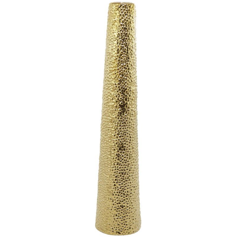 Akerra Ceramic Tall Decorative Vase with Bubble Texture, 39" H x 8" W x 8" D, Gold