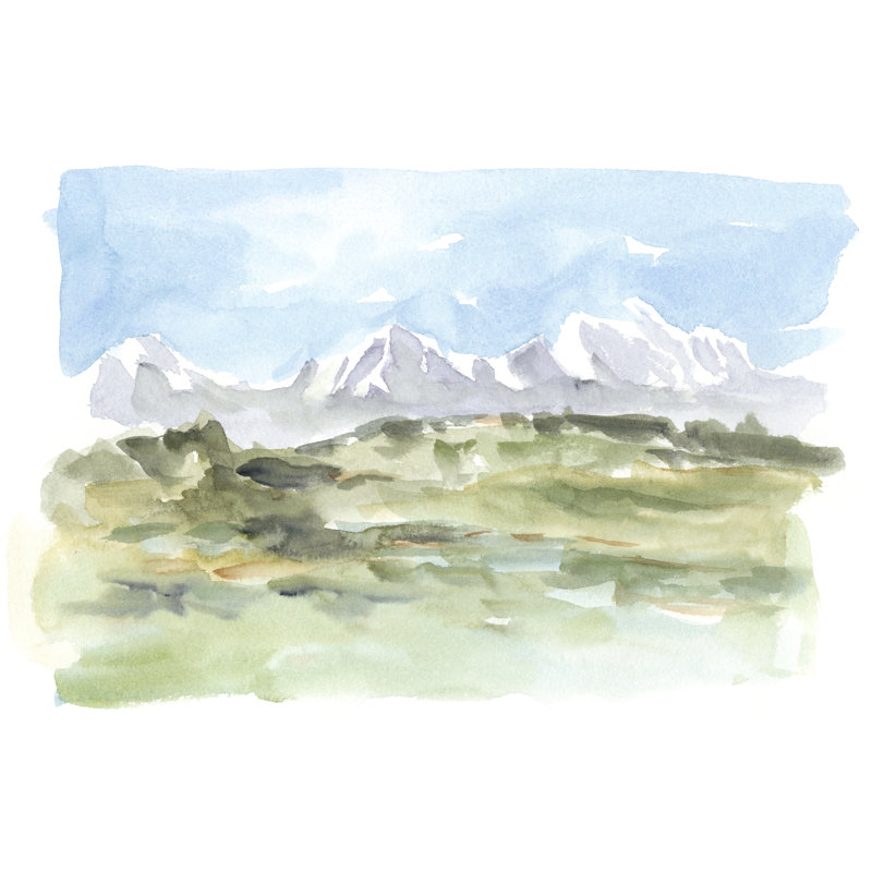 Montagne, aquarelle I, H 32 po x l 48 po x P 1,25 po