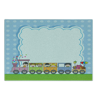 Ambesonne Party Tempered Glass Cutting Board Train Multicolor