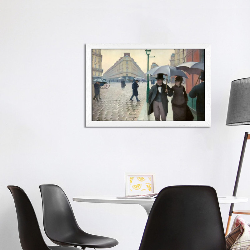 Paris Street: A Rainy Day by Gustave Caillebotte - Painting on Canvas, White Framed, 152.5 cm H x 101.5 cm W