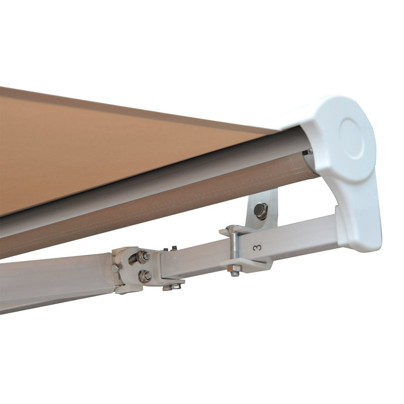 Dakota Fields 350cm W x 250cm D Polyester Cover Motorised Retractable Patio Awning, Cream White