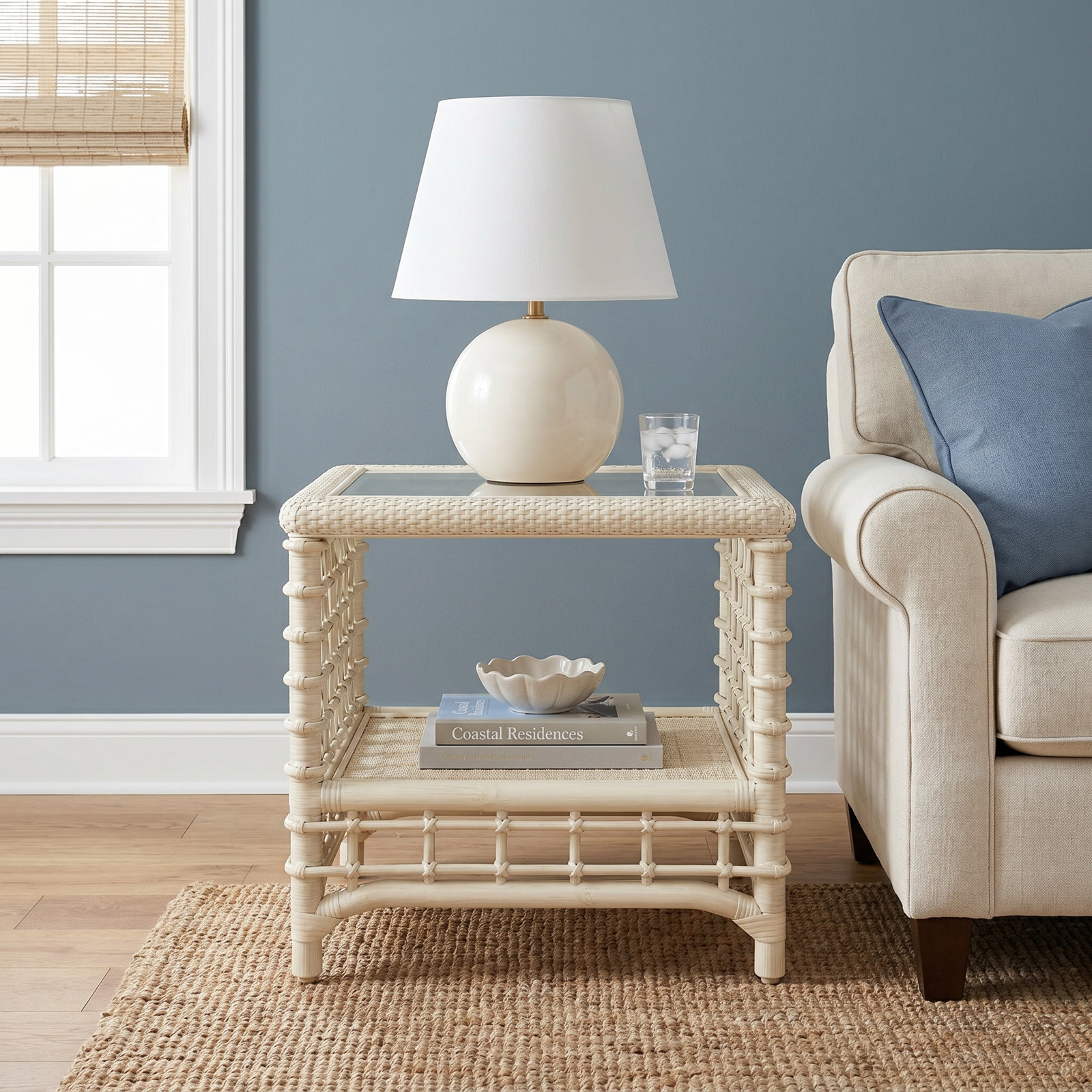 Luca End Table, Antique Frost White