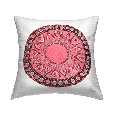 Coussin décoratif imprimé à motif de mandala rose par Yvette St. Amant