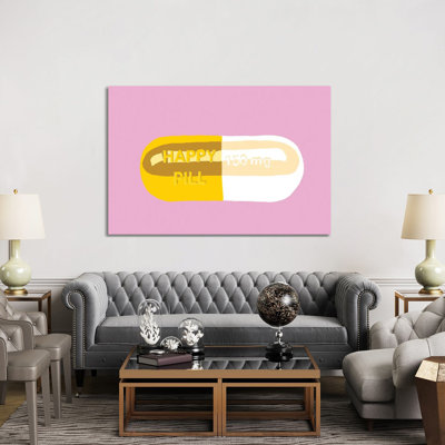 Happy Pill Pink - Wrapped Canvas Print