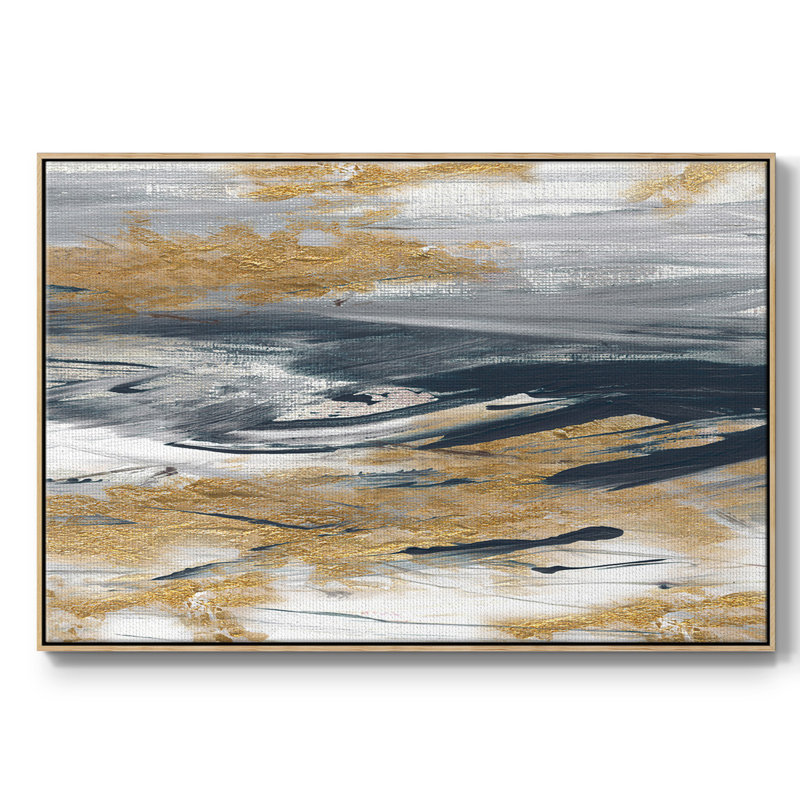 " Tumultuous Navy ", 17" H x 25" W x 2" D, Natural Wood
