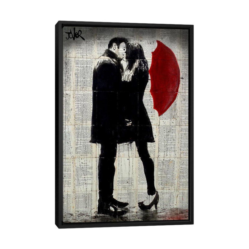 Winter's Kiss by Loui Jover - Print on Canvas, 66.04 cm H x 45.72 cm W, Black Framed Canvas