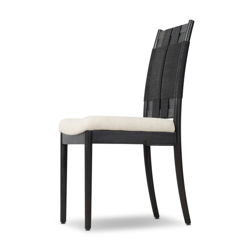 Harlee Upholstered Dining Chair, Distressed Black Ash