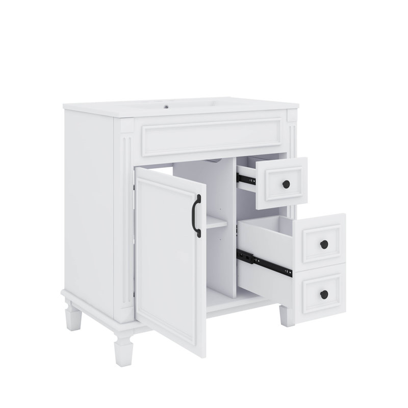 Meuble-lavabo 30 po avec lavabo en céramique, Blanc