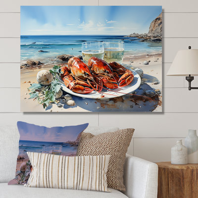 Assiette plate homard avec vue sur l'océan