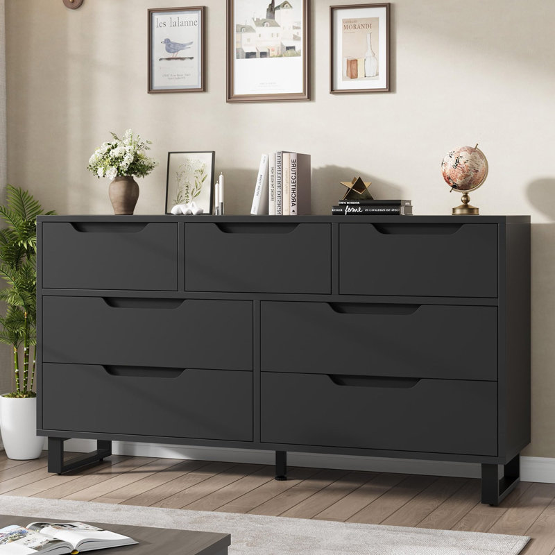Dresser for Bedroom, Freestanding Horizontal Drawer with Storage, Wooden Closet Chest Storage for Living Room, Hallway, Entryway