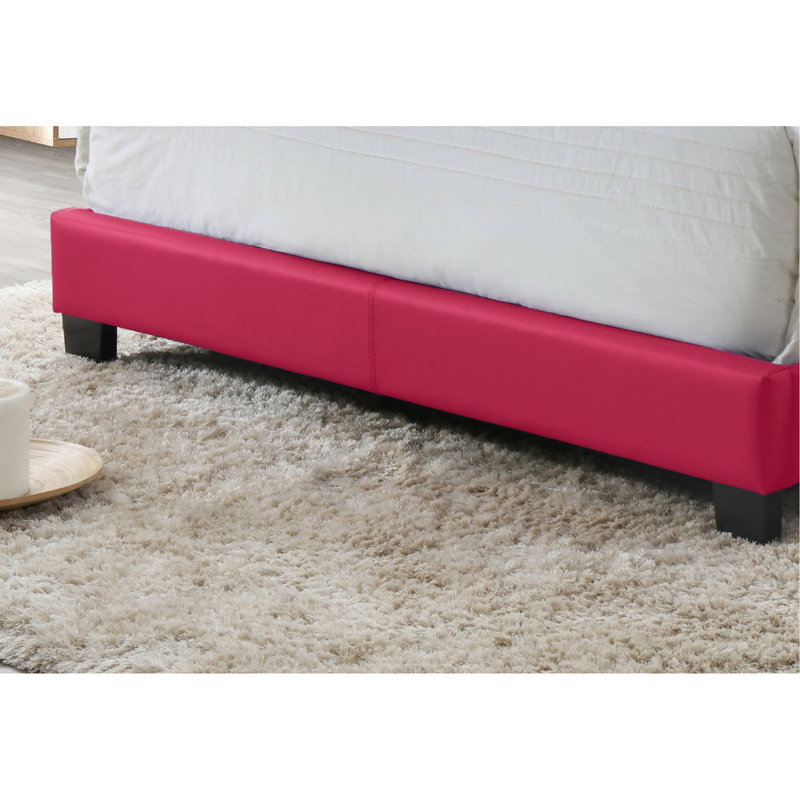Cadre de lit plateforme rose avec support et base de tissu d'ameublement en tissu d'ameublement moderne et confortable