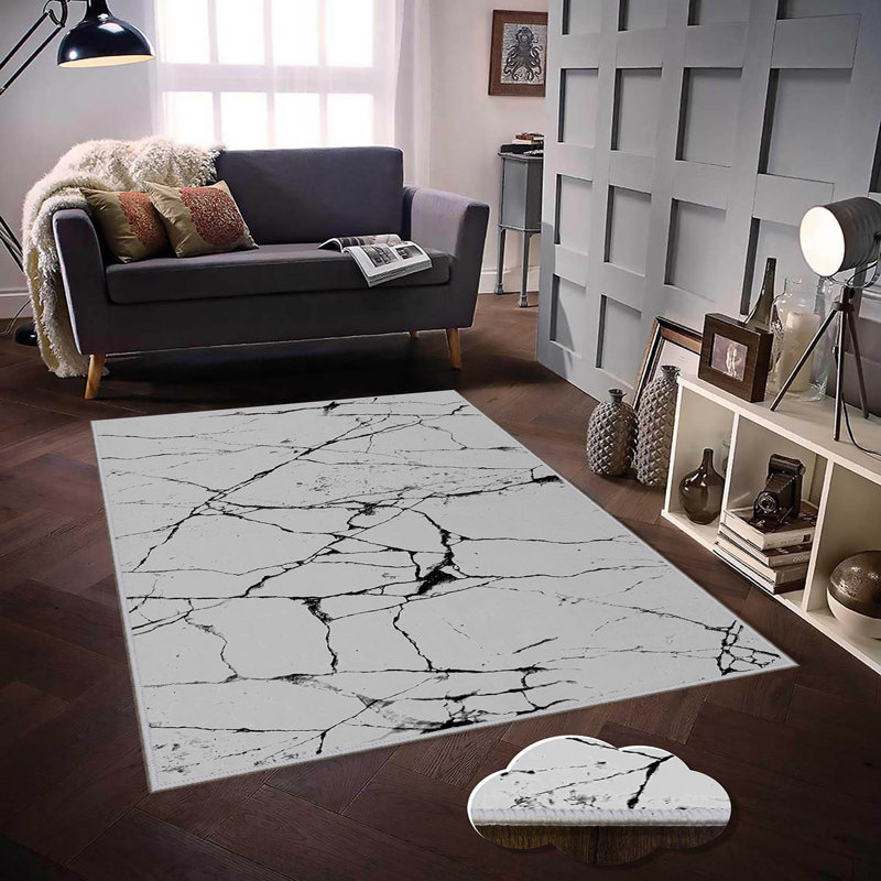 Luxurious Woven Area Rug, 5.9 x 9.2 ft, 100% Polyester, Antibacterial | Non-Slip PVC Felt Dot Underside, 0.3 in Pile Height | Machine Washable, 3D Digital Print, Perfect for Living Room & Bedroom Décor