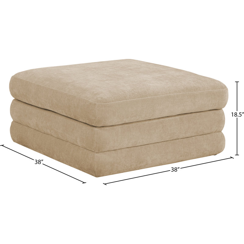 Repose-pieds modulaire en tissu chenille Vredenburgh, Tissu chenille beige