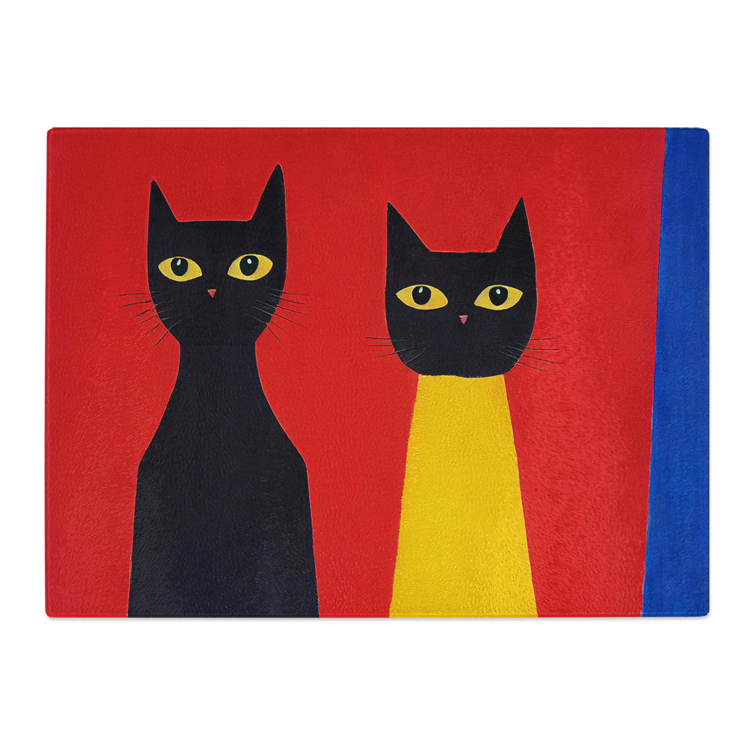 Two Abstract Cats Vol.5  Glass Chopping Board
