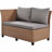 5-Piece Outdoor Patio Rattan Sofa Set, Sectional PE Wicker L-Shaped Garden Furniture With 2 Extendable Side Tables, Dining Table & Washable Covers For Backyard, Poolside & Indoor Use, Brown-1608695768-1608695751
