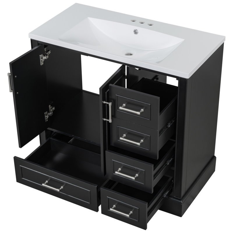 Versatile Bathroom Vanity With Resin Sink And Abundant Storage Options