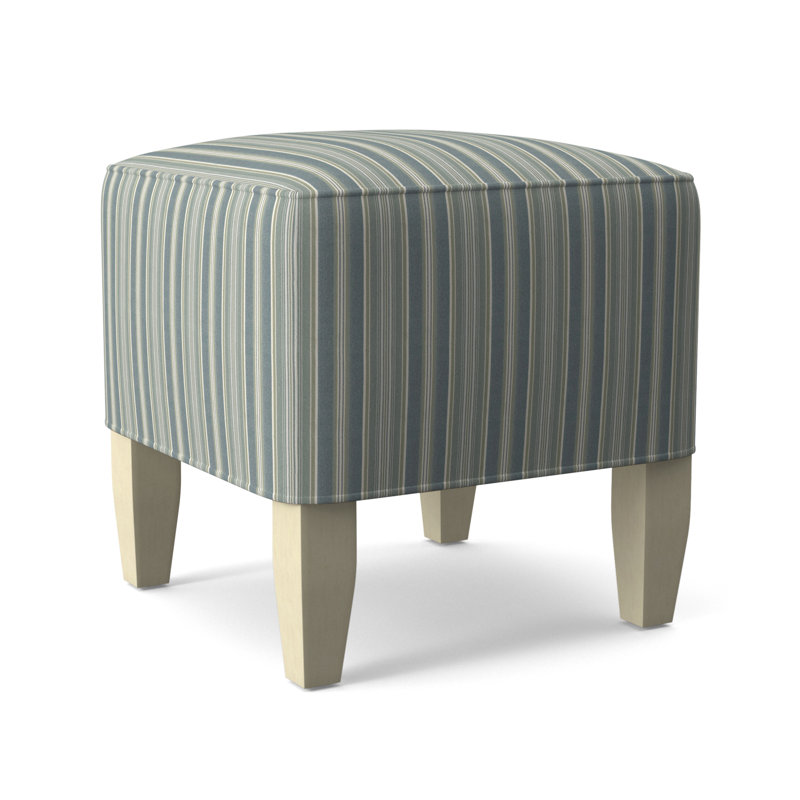 Brooklyn Upholstered Ottoman, Green and Blue Stripe; 0252-54, Bisque Finish