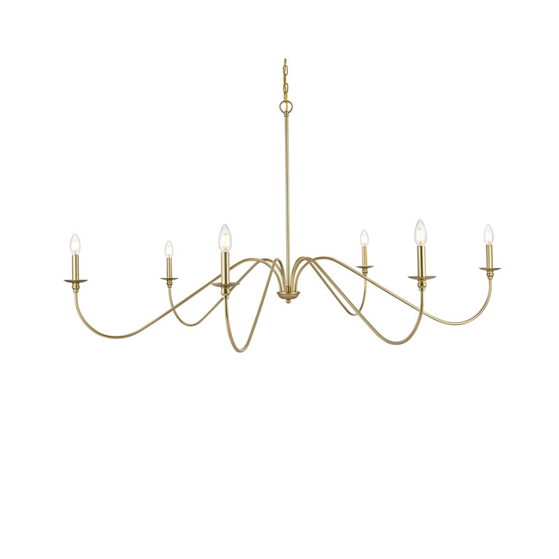 Sherree 6-Light Dimmable Chandelier, 31" H x 60" W x 60" D, Brass