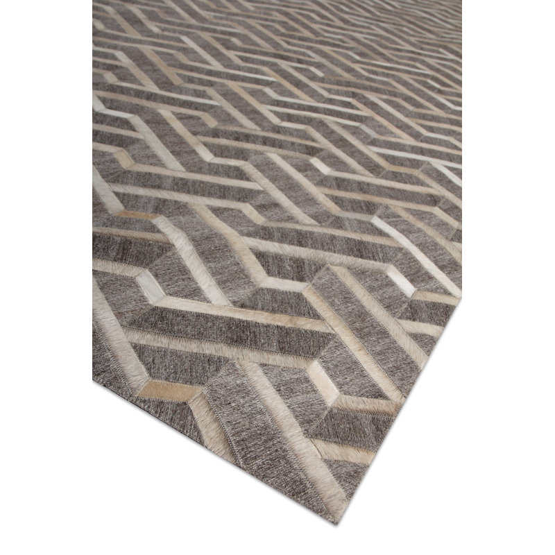 Berlin Cowhide Geometric Area Rug, Rectangle 5' x 8'