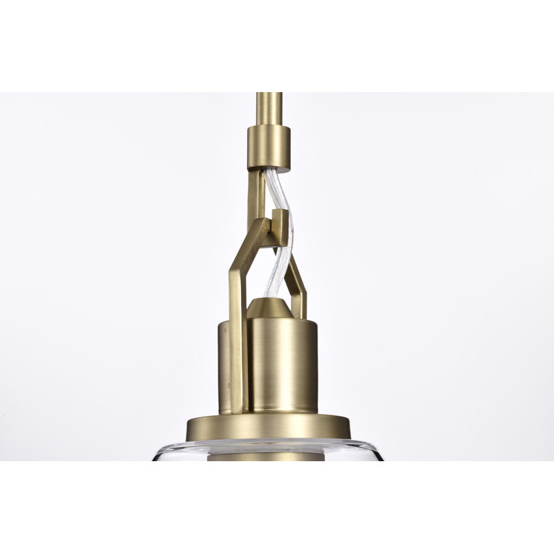 Luminaire suspendu conique à 1 lumière June, Laiton rétro, H 11,5 po x l 8 po x P 8 po