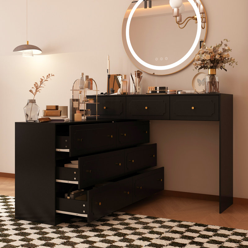 Extendable Vanity Table With 9 Drawers