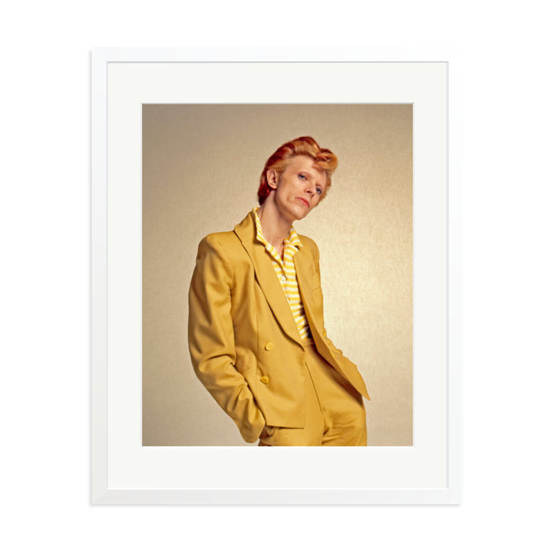 David Bowie in Yellow Suit, 31" H x 25" W, White