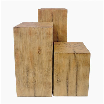 Ensemble de tables d'appoint de style rétro naturel, tables de bout empilables, table d'appoint MGO à colonne carrée pour le salon, la chambre à coucher, le bureau, couleur naturelle