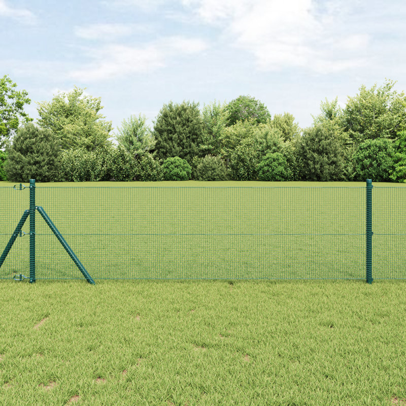 Vidaxl Welded Wire Fence With 7 Posts Steel, Green, 60cm H x 5000cm W