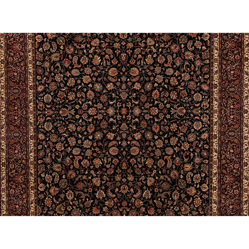 Hand Knotted Wool Oriental Area Rug in Navy And Wine