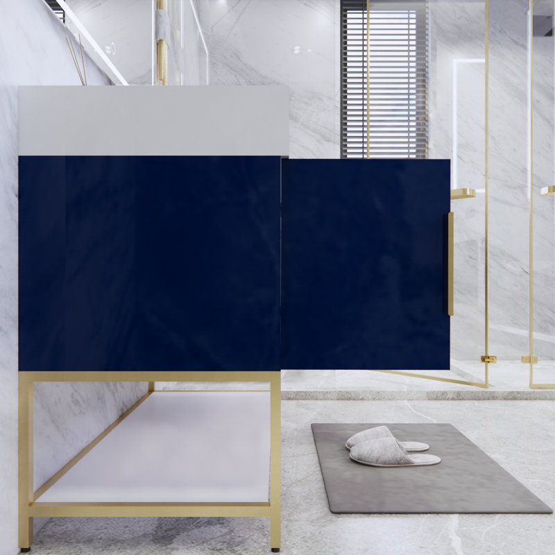 Ensemble de meuble-lavabo simple 41,5 po Glasgow, Bleu nuit ultrabrillant