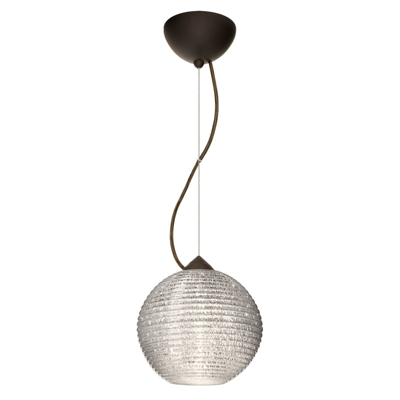 Luminaire sphère suspendu 1 lumières simple Kristall, Bronze brossé, Paillettes