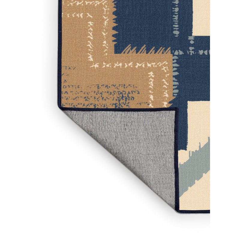 Tapis beige lavable à la machine à motif d'inspiration mondiale Penola, 5 X 8