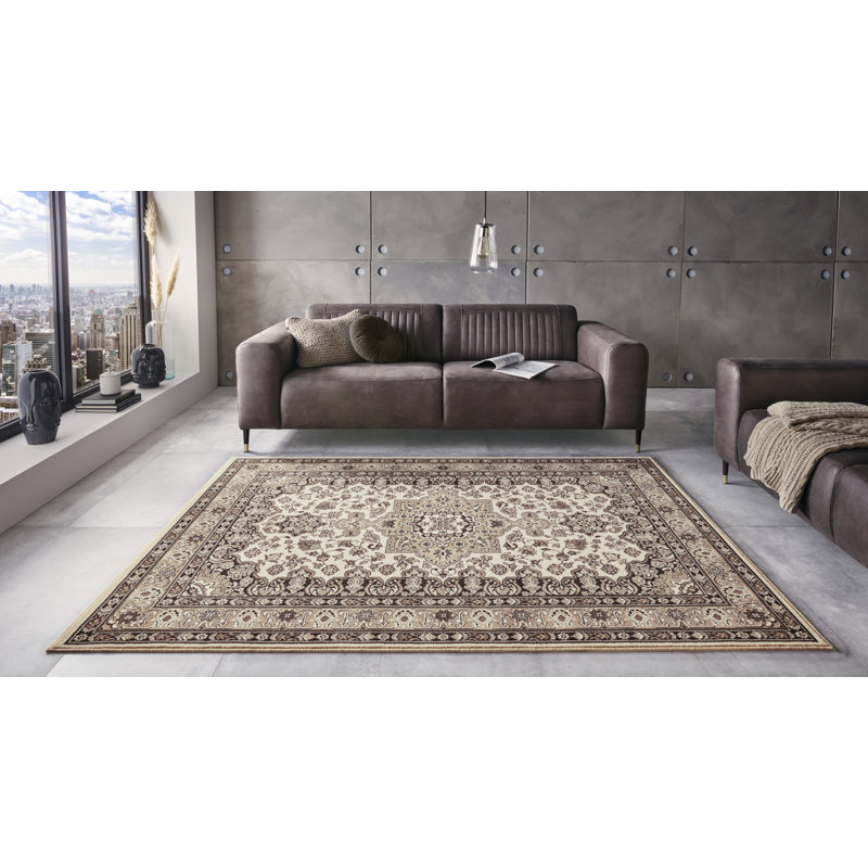 Parun Täbriz Machine Woven Beige Indoor Rug, Rectangle 160 x 230cm