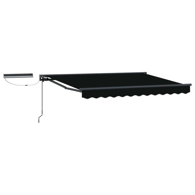 VidaXL Polyester Cover Retractable Patio Awning, 300cm W x 250cm D, No Pattern, Black/Black