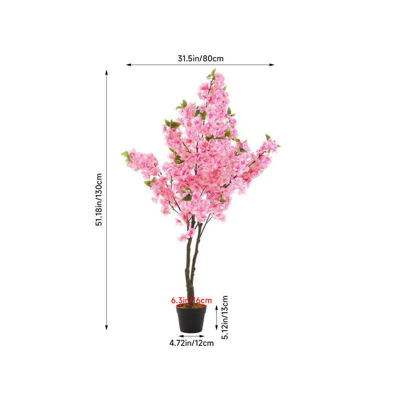 130cm Faux Cherry Blossom Tree in Pot