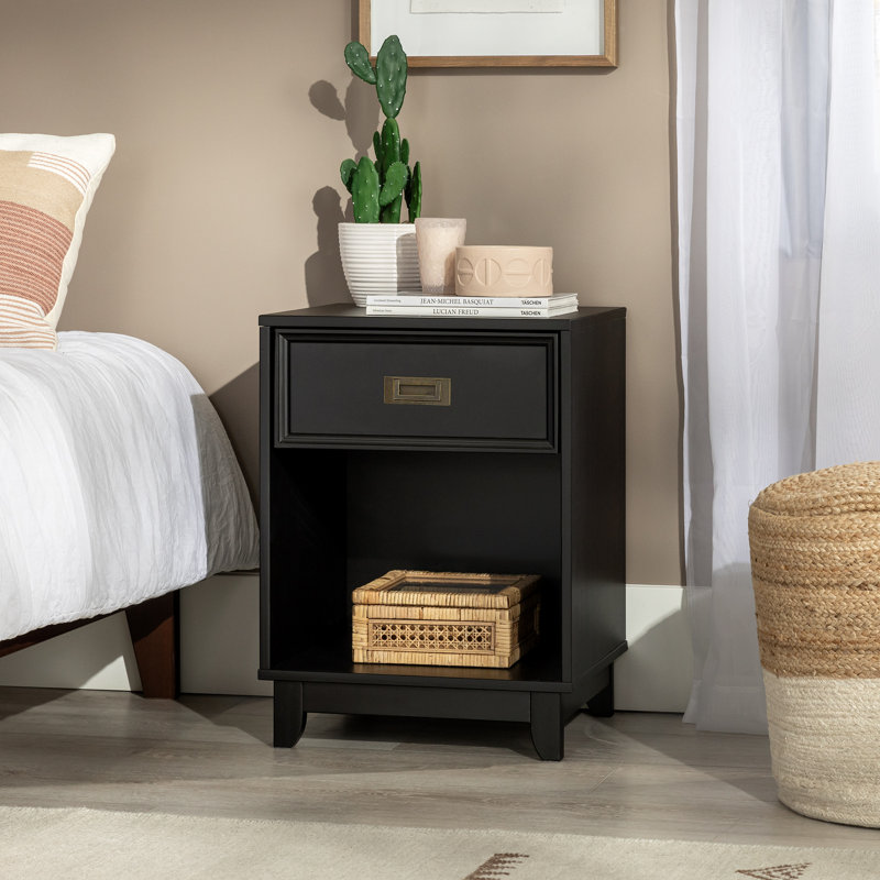 Yaufman 18'' W Solid Wood Nightstand, Black