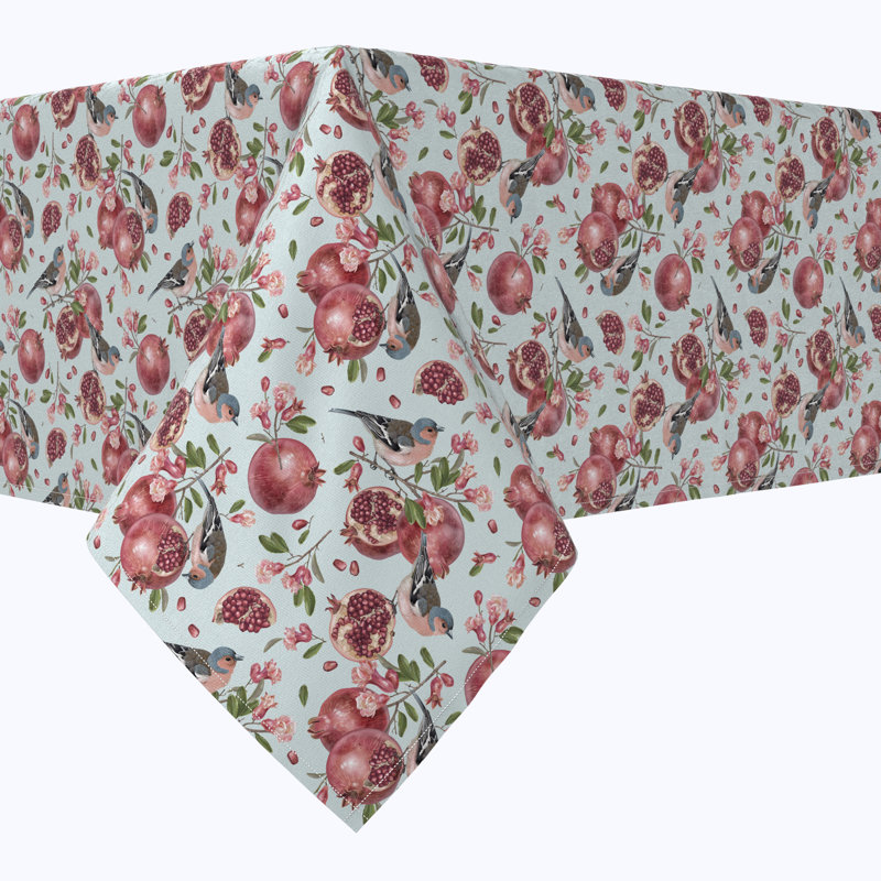 Rectangular Tablecloth, 100% Cotton, 52X104", Pomegranate Trees & Birds, 84" L x 52" W