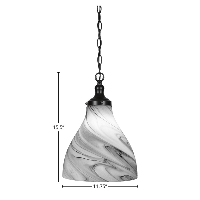 Luminaire suspendu Juno, Noir, H 92 po x l 11,75 po x P 11,75 po