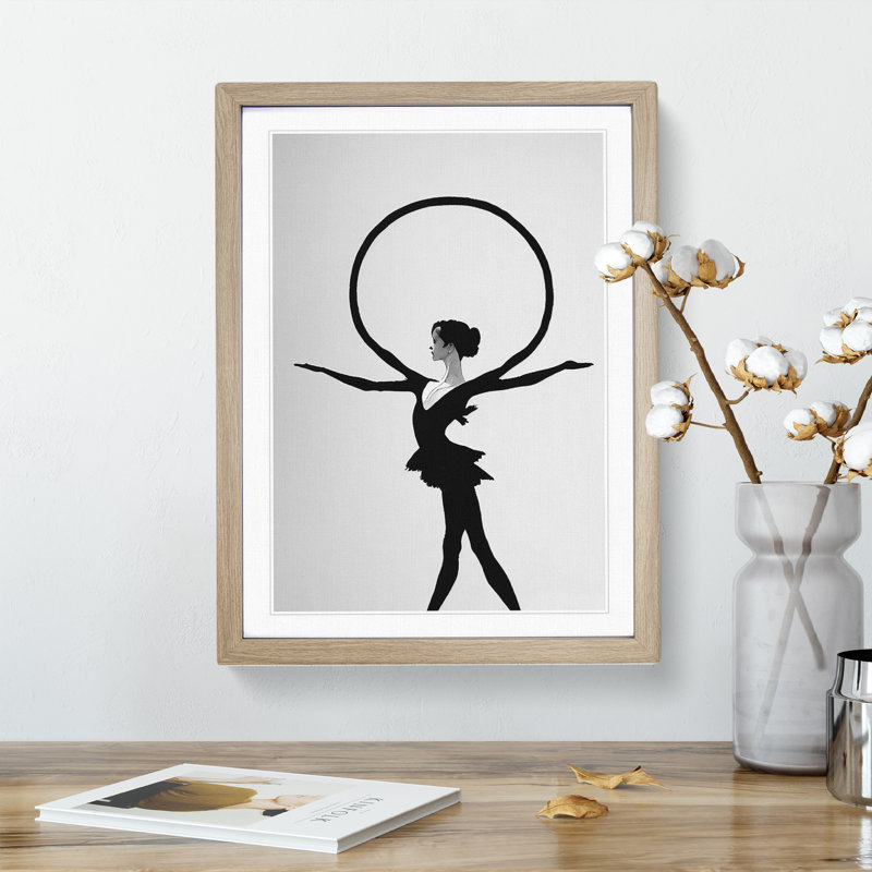 Monochrome Ballerina No.3 - Framed Print, 46cm H x 34cm W x 2cm D, Oak
