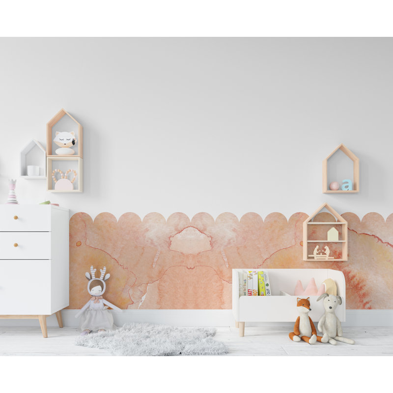 Décalcomanie murale festonnée, décalcomanies festonnée, décalque de décoration murale Boho, chambre de bébé Boho, demi-mur festonné, décalque mural arche, décalque mural bordure 337RS