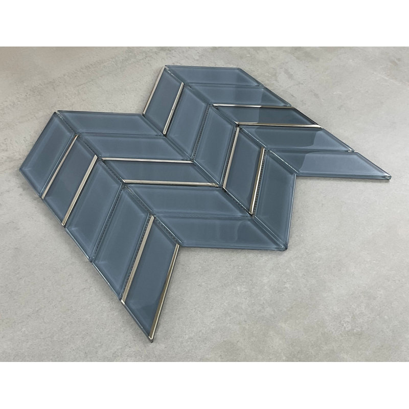 1.5 in. x 4.25 in. Herringbone Glossy Tile, Charcoal