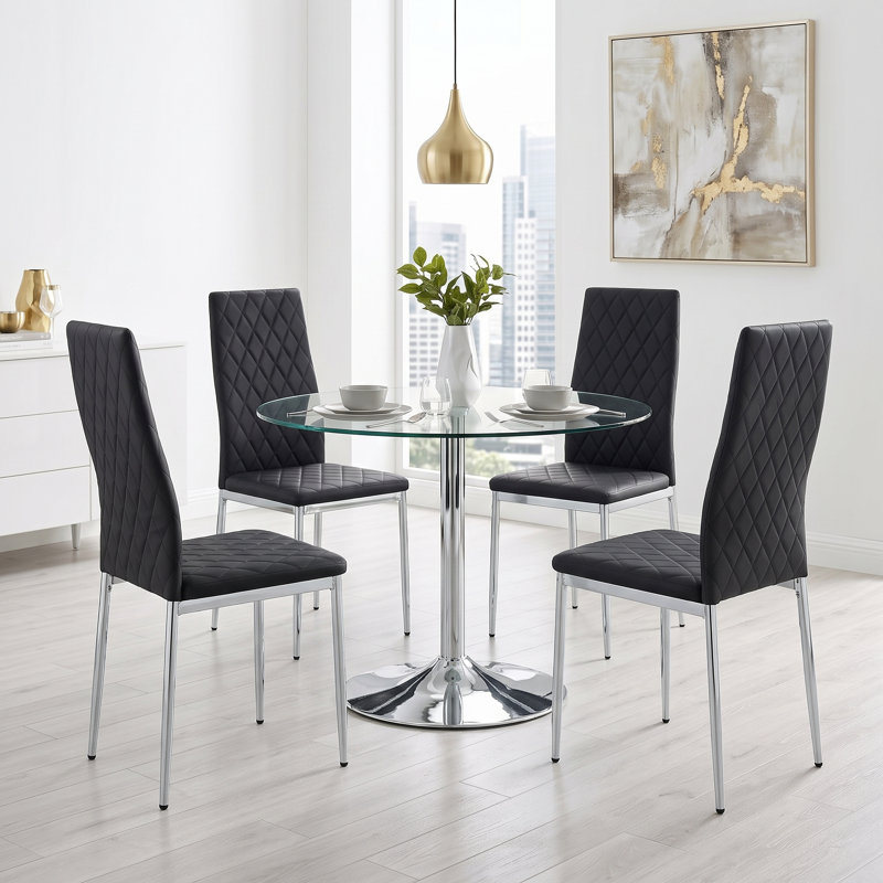 Ensemble de chaises parsons rembourrées Modern Diamond, Noir, 4