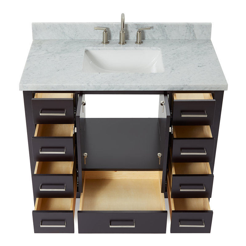 Ensemble de meuble-lavabo simple 43 po Cambridge, Espresso / nickel brossé