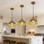 31.5" Dragonfly & Lotus Stained Glass Pendant Light, Antique Bronze Iron Frame, E26 Bulb Included