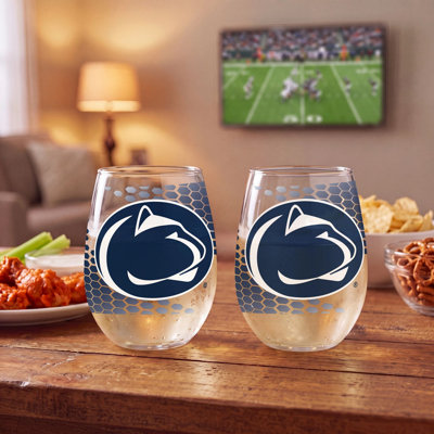 Ensemble de 2 verres à vin sans pied sous licence officielle Collegiate, 50 cl.
